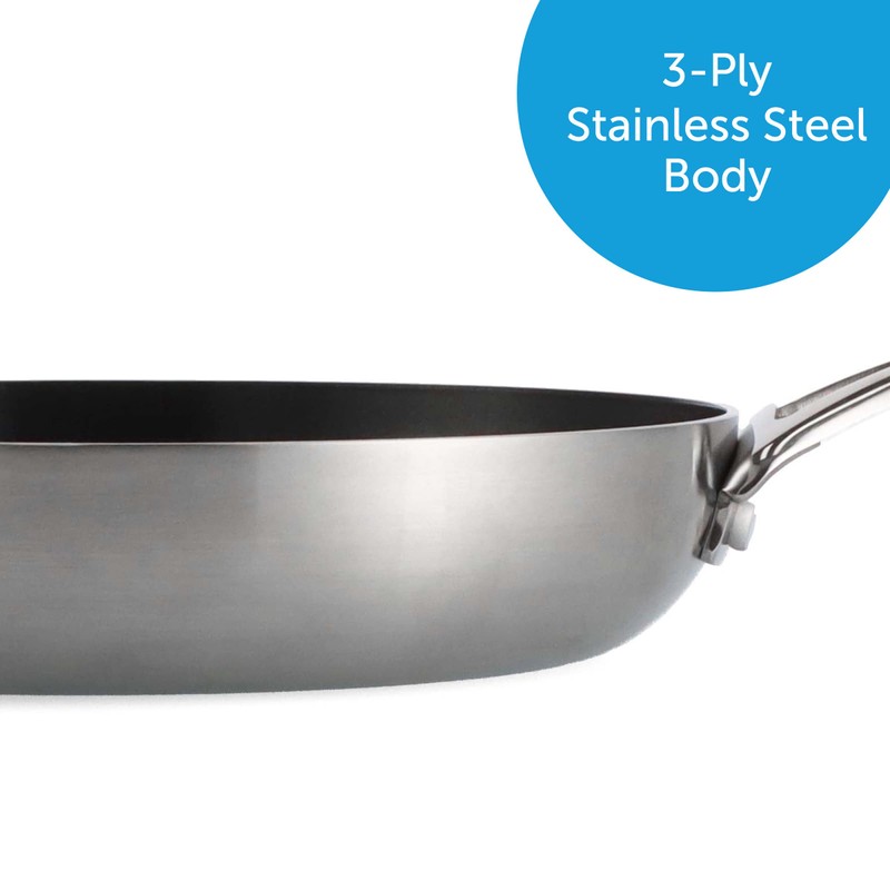 BK Intelligence Stainless Steel Induction 8" Nonstick Frying Pan Skillet,