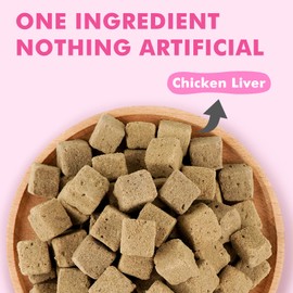 Puddonio Freeze Dried Cats & Dogs Raw Treats, All Natural Single Ingredient Chicken Liver, High Protein Healthy Pet Training Treats or Food Topper, 3.5 oz