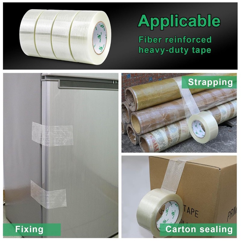BOMEI PACK 3-Pack Mono Filament Strapping Tape 5.5mil x 2Inch