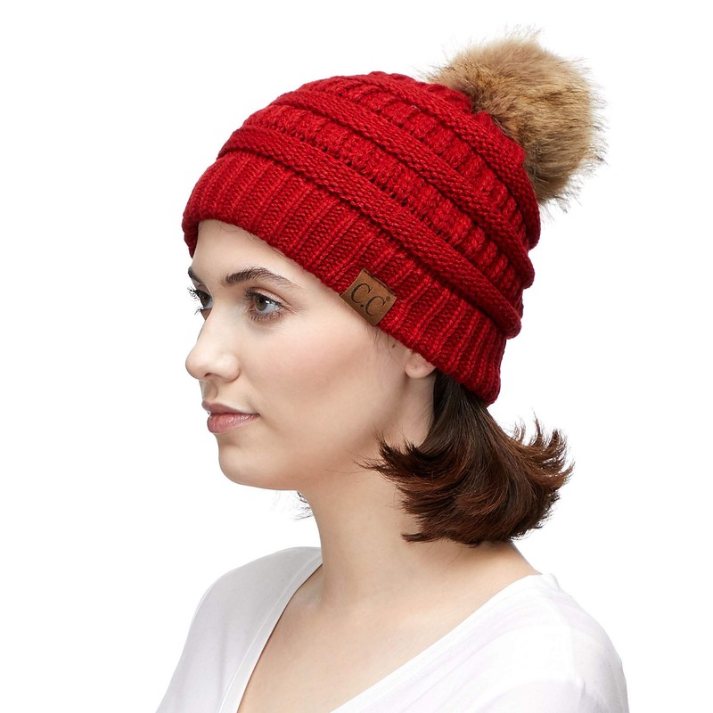 C.C HATSANDSCARF EXCLUSIVENSE UNISEX SOLIDA CRISTA SANEIE CON POM (HAT-43)