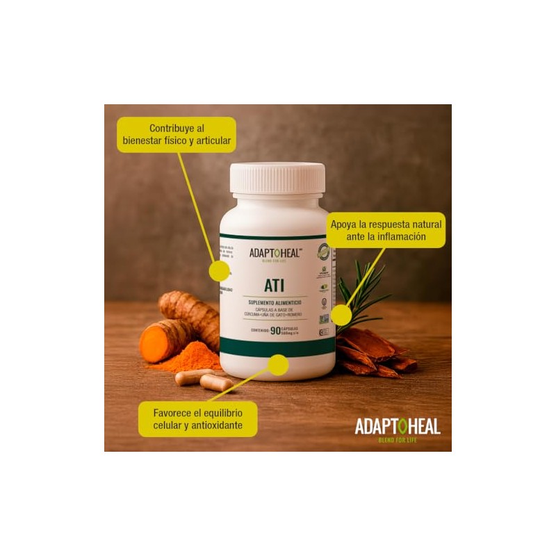 ADAPTOHEAL ATI Cúrcuma, Uña de Gato, Romero y Extractos Herbales