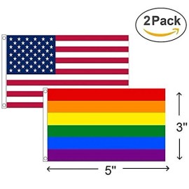 RFCO 2 PACK Wholesale Lot 3x5 USA Flag + 3x5 Rainbow Gay Lesbian Flags USA