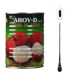 aroyd can food + ninechef long handle spoon (Lychee in Syrup, 2 Pack)