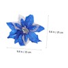 Ciieeo 5Pcs Blue Hexagonal Gold Thread Christmas Decorative Flowers for