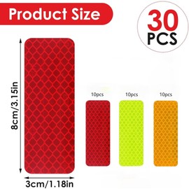 Trifletopia 30PCS Reflective Tape Strips - High Visibility Stickers - Waterproof Reflective Safety Tape for Bike Frame Helmet Motorcycle Clothing - Red Yellow Grey (8×3cm)