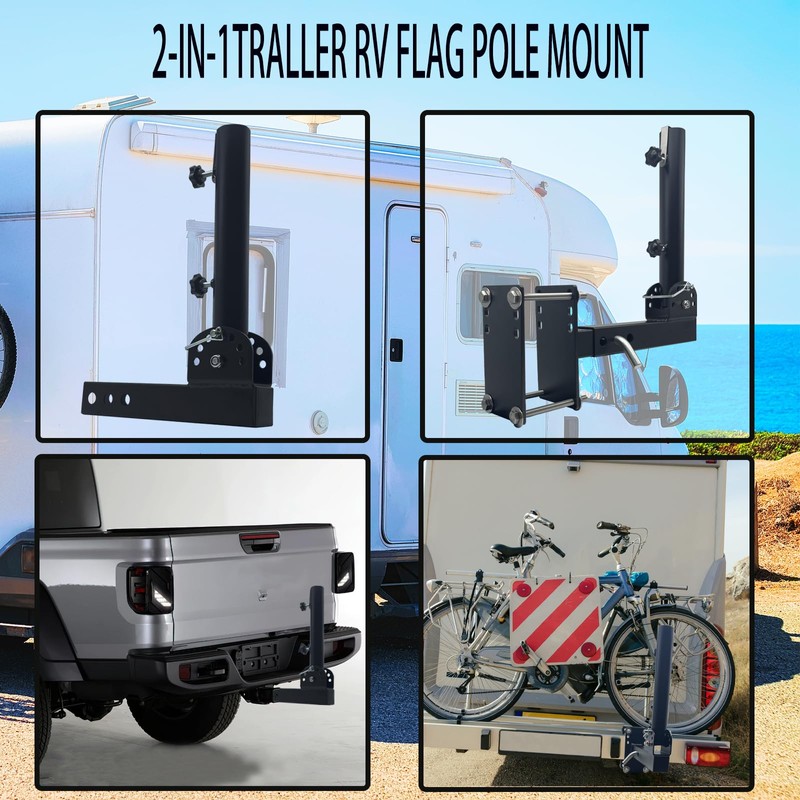Flagpole Bracket - Heavy Duty Adjustable Flag Mount for Travel