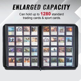 Migitec 16-Pocket Binder for 1280 Trading Cards, Ringless Album with 20 Double Sided and Side-Loading Pages, Compatible with MTG, Sport Cards and other Standard Collectible Cards