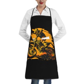 KOSUES Motocross Extreme Sport Rider Waterproof Apron with Pockets Unisex Women Men Chef Aprons Bib Kitchen Accessories for Home Kitchen Cooking BBQ Grill Gardening Painting Housework