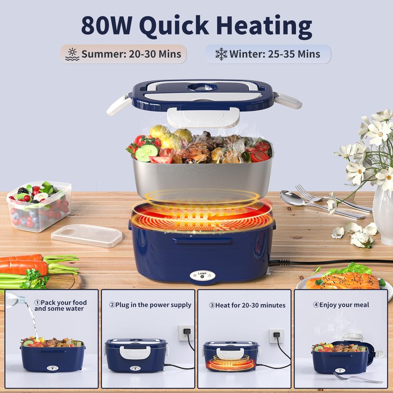 Vingud Electric Lunch Box Food Heater, 3 in 1 Heating