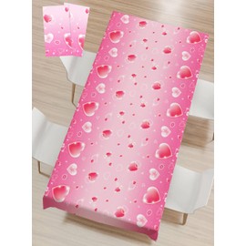 2 Pack Valentines Day Plastic Tablecloths Love Heart Plastic Table Covers Disposable Table Cloths BBQ Picnic Pink Table Cloth Wedding Party Love Heart TableCloth Valentines TableCovers 54 x 108 In