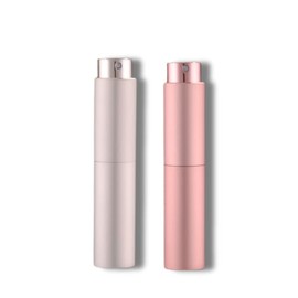 ASADAYS Parfümzerstäuber-Reiseflasche – 10 ml tragbare Reisesprühflasche auslaufsicherer Mini-Parfümzerstäuber mit Düse und Tropfer geeignet für Männer und Frauen (Silver+Pink)