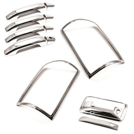 Sizver Chrome Tail Light Frame Covers + 4Door Handles + Tail Gate Cover For GMC Sierra 1500/2500/3500 ^Not For Towing Mirrors^