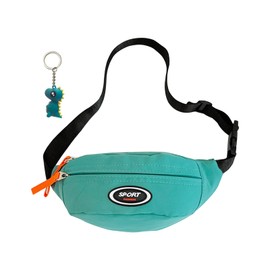 Bum Bag Kids Neck Pouch Girls Boys Shoulder Bag with Dinosaur Pendant, Green, Modern