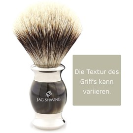 Jag Shaving Shaving Set - 3 Piece Shaving Set - Jag's Lee Range - Silver Tip Badger Hair Shaving Brush - 5 Razor Blades Safety Razor - Shaving Stand - Green Horn Imitation