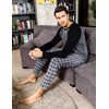 Litherday Men's Long Checked Pyjamas Set with Crew Neck Cotton
