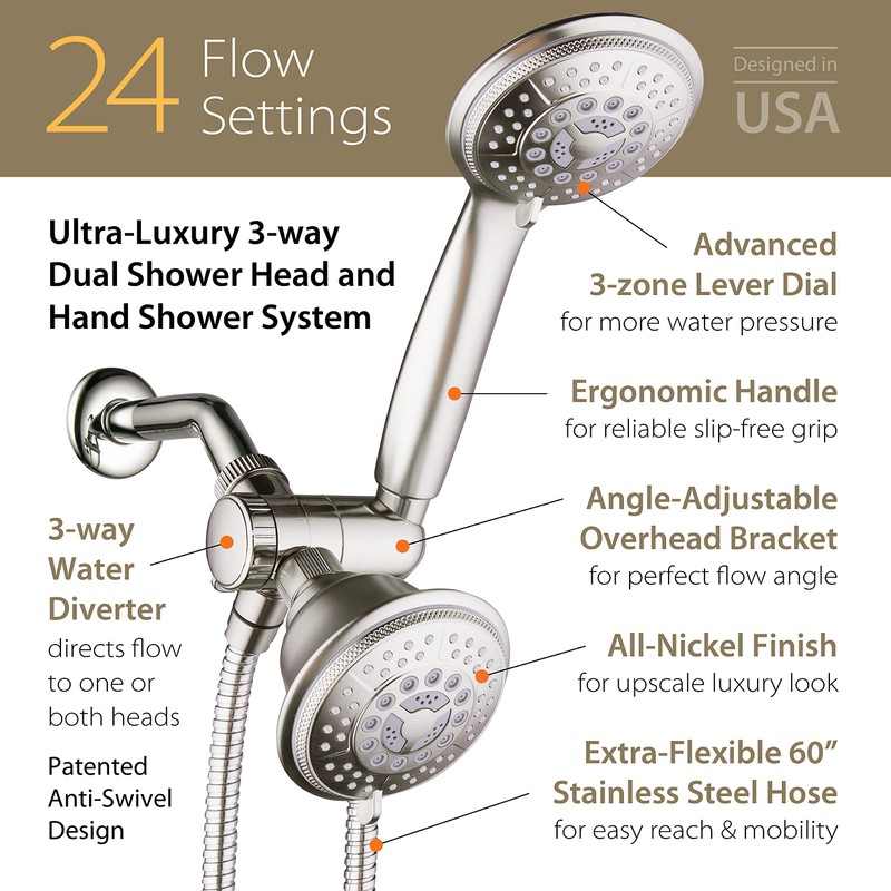 Hydroluxe For California High Pressure 24-setting Handheld & Rain Shower