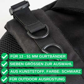 Your Day Mate Hard Plastic D Rings D Ring Without Opening Half Round Ring ABS Plastic D-Ring Buckle for DIY Webbing Strap Strap, 32 mm, black, 12 x