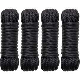 Boat Dock Lines Marine Rope - 5/8" x 15ft with Pre-Spliced 15" Loop Double Braided Nylon Ropes Bumper Tie Mooring Line for Boats Docking Pontoon Boating Accessories - 4 Pack