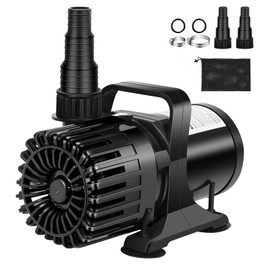 HURMOVAE 100W 1800 GPH Pond Pump for Outdoor Ponds with 180° Adjustable Outlet, Ultra-Quiet Fountain Pump with Barrier Bag & 20FT Power Cord, Waterfall Pump, UL Listed