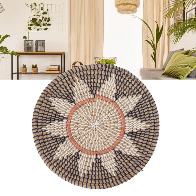 Round Grass Wall Ornaments 35cm Diameter Hand Knitting Hanging Woven