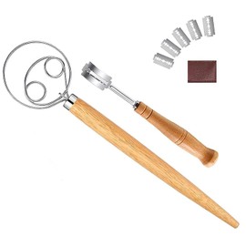 LYSAIMG 8Pc Bread Lame Tool Dough Scoring Sets,Danish Dough Whisk and Bread Lame Tools,Made of Stainless Steel and Wooden Handle,Bread Flour Mixer with Bread Scoring Tool