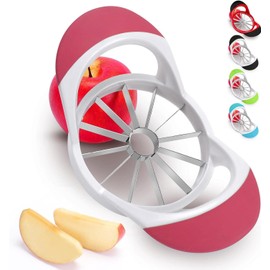 U Chef Cortador de Manzana grande de 4.72 pulgadas con 12 Cuchillas, Descorazonador de Manzana de Acero Inoxidable Afilado, Herramienta para Cortar manzana (Rojo)