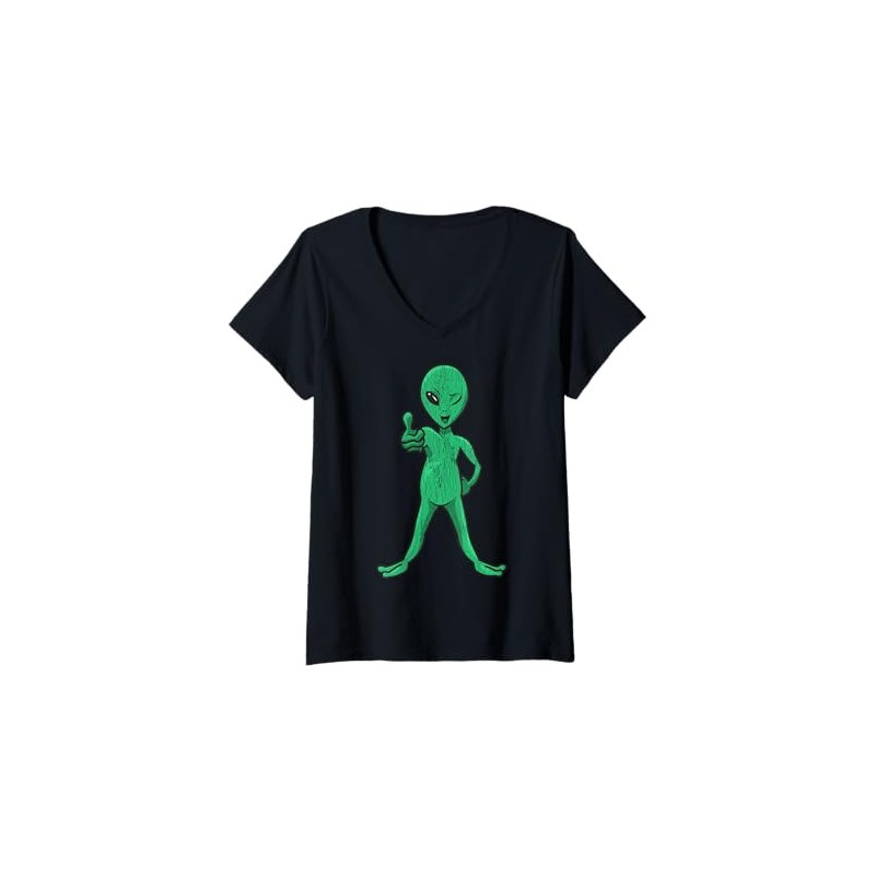 Womens Cartoon Alien Giving Thumbs Up Fun Character For Kids