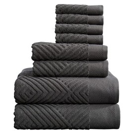 100% Cotton Soft Towel Set Quick Dry and Highly Absorbent Textured Bath Towels Hand Towels and Washcloths (8 Piece Set)