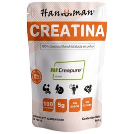 Creatina Monohidratada Creapure 500g Hanuman  Creatina 100 Pura Calidad Alemana  100 Servicios de 5g  Sin Sabor, Sin Azúcar, Sin Aditivos  Fuerza,... 