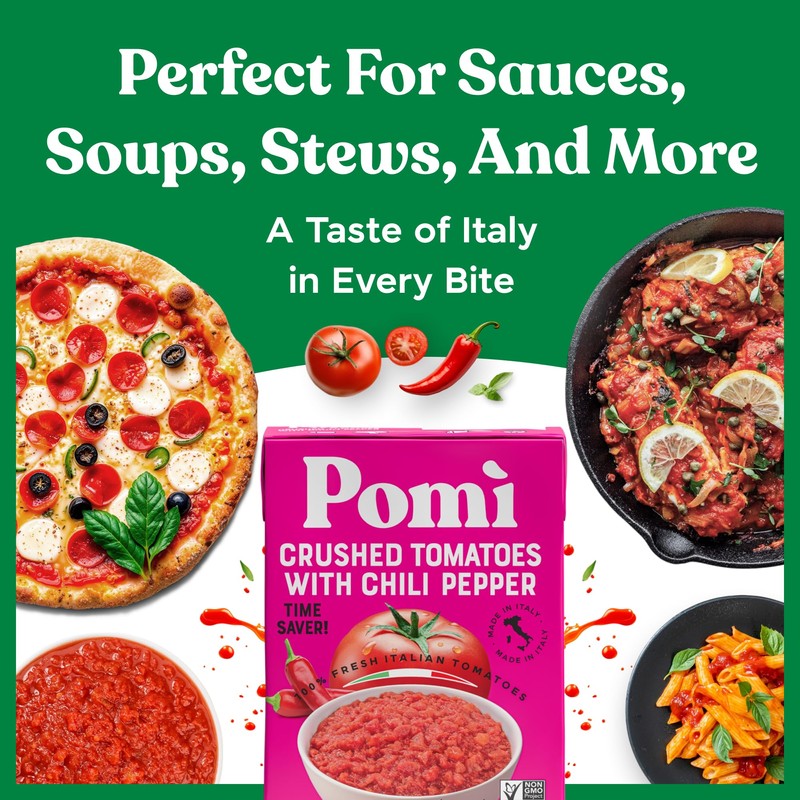 Pomì Crushed Tomatoes with Chilli Pepper 13.8oz (Pack of 12)