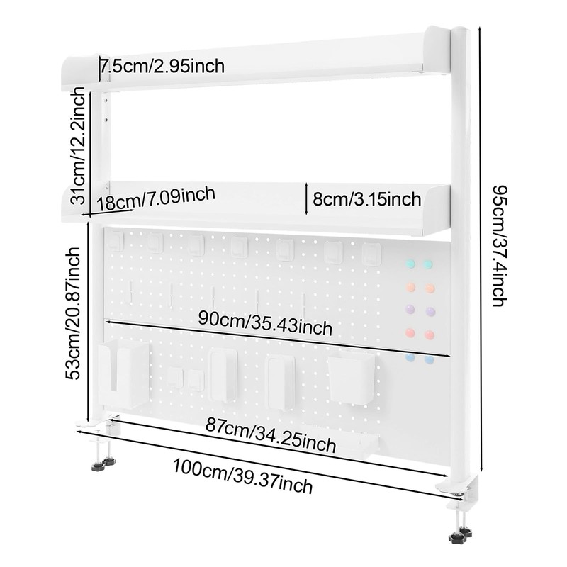 MARTEXBUY Clamp On Desk Organizer Shelf, Pegboard Multipurpose Countertop Desk