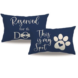 Dog Lumbar Pillow Covers Navy Blue Double-sided printed Reserved for The Dog Funny Pet Paw Decor Cushion Cover Pet Dog Lover Pillowcases 12”×20” For Dog Lovers Moms Girls Women Gifts (Blue)