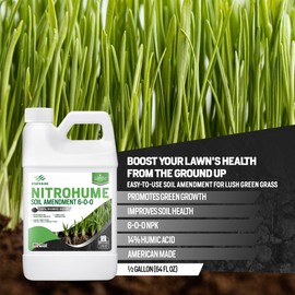 64oz Liquid Lawn Fertilizer - Covers 8,000 sq. ft., NitroHume Nitrogen Liquid Fertilizer for Lawns, Humic for Healthy Soil - Ideal Grass Food for Lawn, Plant Food for Grass Greener Growth