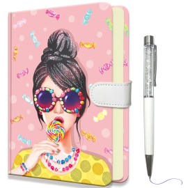 Girls Hardcover Journal W/Pen & Magnetic Closure Lined Pages Notebook Gift for KidsPages: 192 Lined Pages, Color: Pink