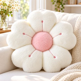 Soft Plush Daisy Flower Throw Pillow for Bed & Sofa – Cotton-Filled Floral Cushion for Cozy Bedroom and Living Room Decor