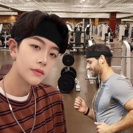 Men's Sports Headband for Exercise Black/FREE 2ea