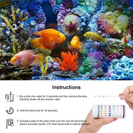 100PCS 6 in 1 Aquarium Test Strips, LUNEKUCK Fish Tank Pond Test Strips for Freshwater and Saltwater, Aquarium Testing Kit for Nitrate, Free Chlorine, Ph, Nitrite, Hardness, Carbonate Root