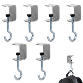 XIHIRCD 6pcs Desk Bag Hooks, Portable Purse Hook for Table Adjustable Handbag Hanger for Desk Heavy Duty Clamp-on Desktop Table Hooks for Hanging Bags, Backpack, Headphone Storage
