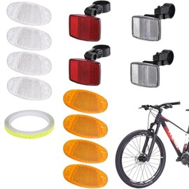Aczyqws bike front reflector white 12 bicycle reflectors bicycle spoke reflector bracket with 1 pcs 8 meter reflector strap suitable for motorcycles mountain bikes children's bikes white red yellow