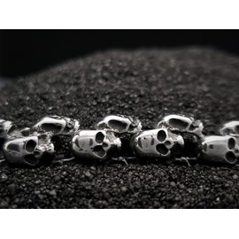 Men's Skull Biker Bracelet - 316L Stainless Steel with Metal Gift Box | Polished Silver | Blackstatic Collection