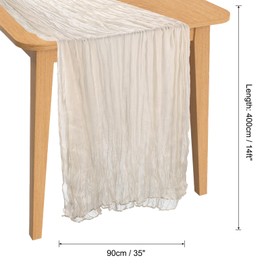 PATIKIL 14 Ft Cheesecloth Table Runner Rustic Gauze Terracotta Cheese Cloth Table Runner with Wrinkled for Bohemian Wedding Party Bridal Shower Table Decoration, Champagne
