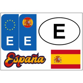 Daged Spain Sticker Card 5 Pieces – Foreign License Plate Car Motorcycle Biker Flag Vinyl KN