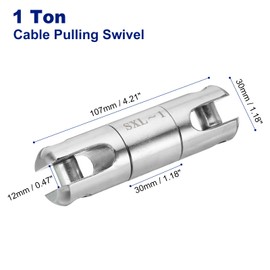 PATIKIL 1 Ton Cable Pulling Swivel, Alloy Wire Puller Cable Pulling Grip Swivel Wire Bearing Breakaway Tool Wire Line Rope Ball Bearing Swivel for Electricity Construction Home (2204 Lbs)