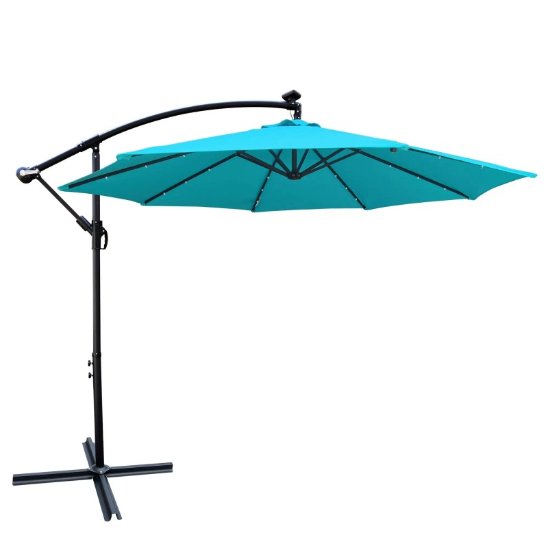 10 ft Outdoor Solar Powered LED Lighted Patio Umbrella Waterproof