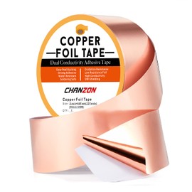 CHANZON Copper Foil Tape 50mm 2 inch x 66ft Double Sided Conductive Adhesive for Electric,Slug & Snail Deterrent,Guitars,Soldering,Grounding,Repair,Crafts,Paper Circuits