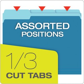 Pendaflex Two-Tone Color File Folders, Letter Size, Blue, 1/3 Cut, 100 per box (152 1/3 BLU)