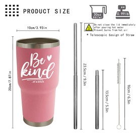 Dimyze 30 oz Pink Insulated Stainless Steel Tumbler with Lid and Straw