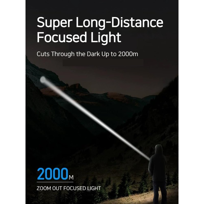 WARSUN High Beam Rechargeable Flashlight – 500 Lumens Zoomable LED