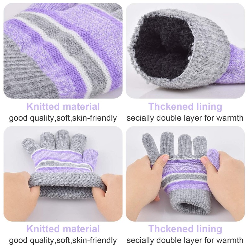 UMIPUBO Kids Warm Beanie Hat Scarf Gloves Set 3 in