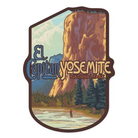 Die Cut Sticker Yosemite National Park, California, El Capitan, Contour Vinyl Sticker 1 to 3 inches (Waterproof Decal for Cars, Water Bottles, Laptops, Coolers), Small